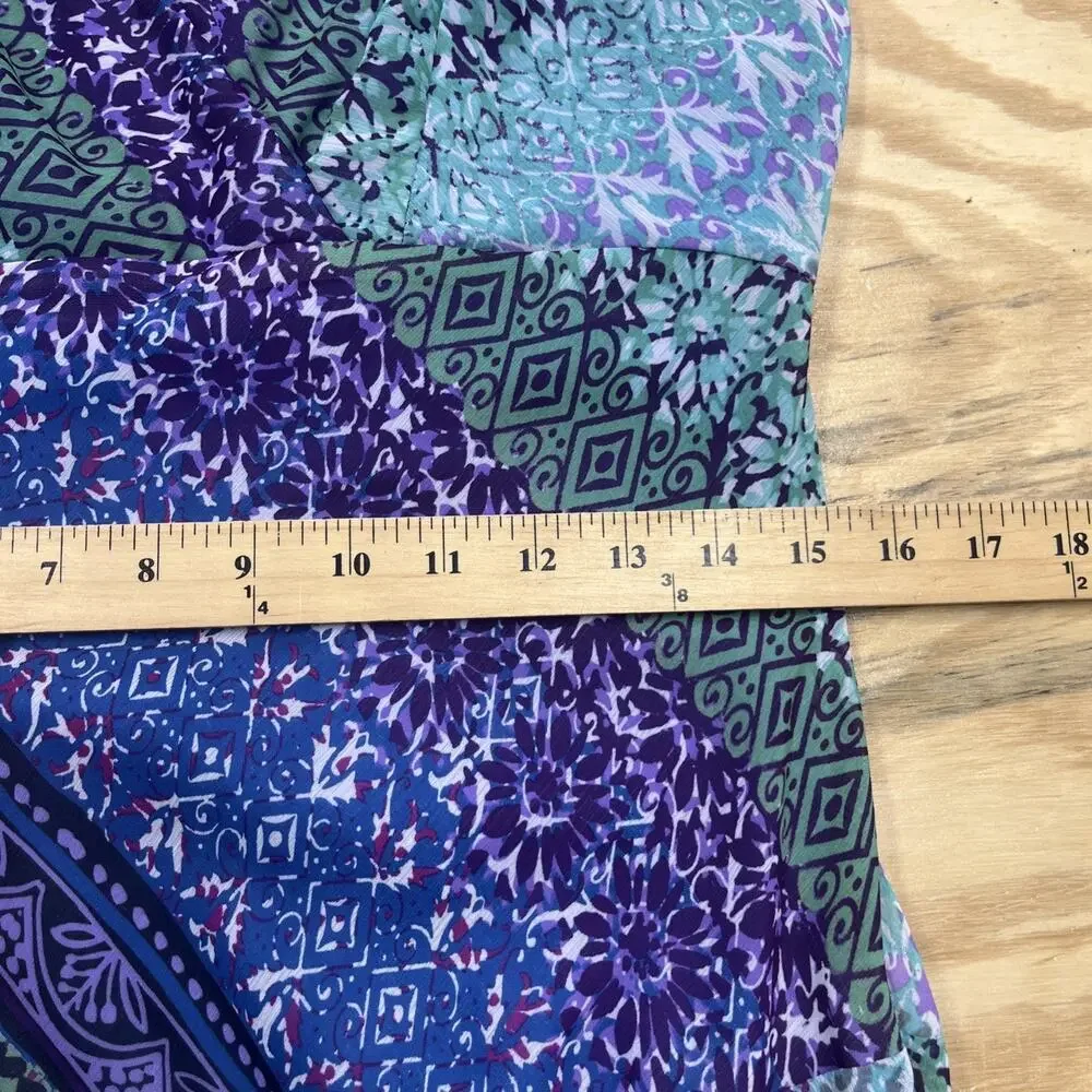 Dressbarn Y2K Babydoll Fairy Asymmetrical Dress Size 8 Sheer Patchwork Festival - Picture 15 of 16